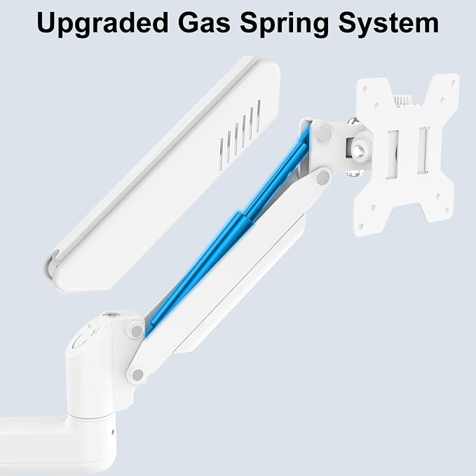 Single Monitor Wall Mount Fits 17-32" Computer Screens. White | Single Wall Arm Holds up to 19.8lbs, Height Adjustable Gas Spring Wall Stand Tilt, VESA Mount 75/100 - Image 3