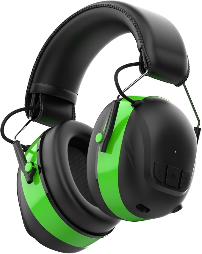 Qozybuds Bluetooth 6.0 Hearing Protection Headphones with 120H Working Time, 30dB SNR, Superior Stereo Sound Quality, Larger Buttons for Easy Operation, Safety Ear Muffs for Lawn Mowing, Workshops by Enjoysmartmusiclife