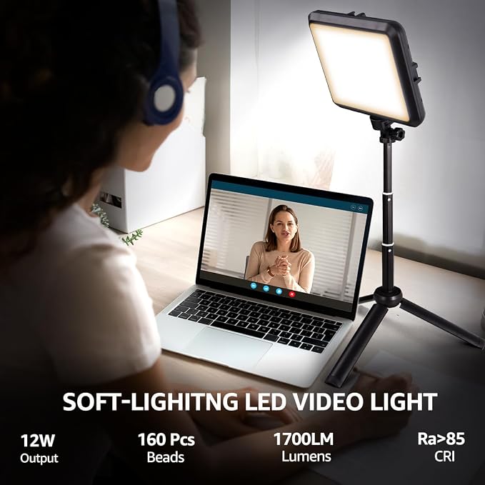 NiceVeedi LED Photography Lighting Kit, 2-Pack 8” Portable Video Light with 29" Adjustable Tripod Stand, 2800K-6500K Dimmable Softlight Studio Light for Zoom, Game Streaming, YouTube - Image 2