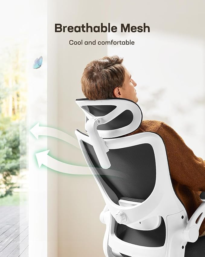 Marsail Ergonomic Office Chair with 3D Armrests, Pack of 10 | Office Desk Chair with High Back Mesh, Adjustable Lumbar Support, Rolling Work Swivel Task Chairs with Wheel, Headrest, home - Image 5