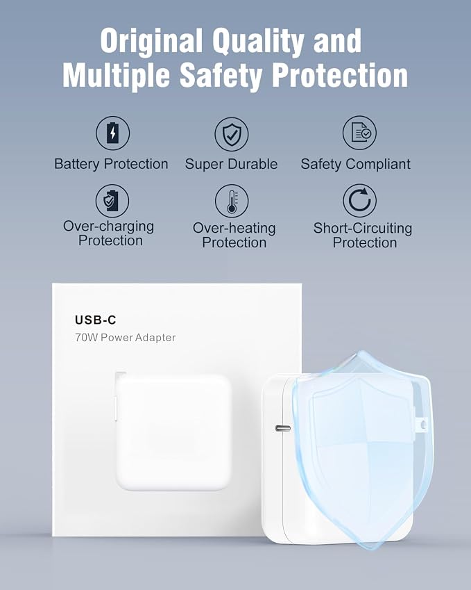 Charger for MacBook Air 13.6 15 inch Mac Book Pro 14 inch M5 M4 M3 M2 M1 2026 2025 2024 2023 2022 2021, 70W Power Adapter, 6.6FT USB C to Magnetic 3 Cable LED, Powerful Connect, Original Quality - Image 5