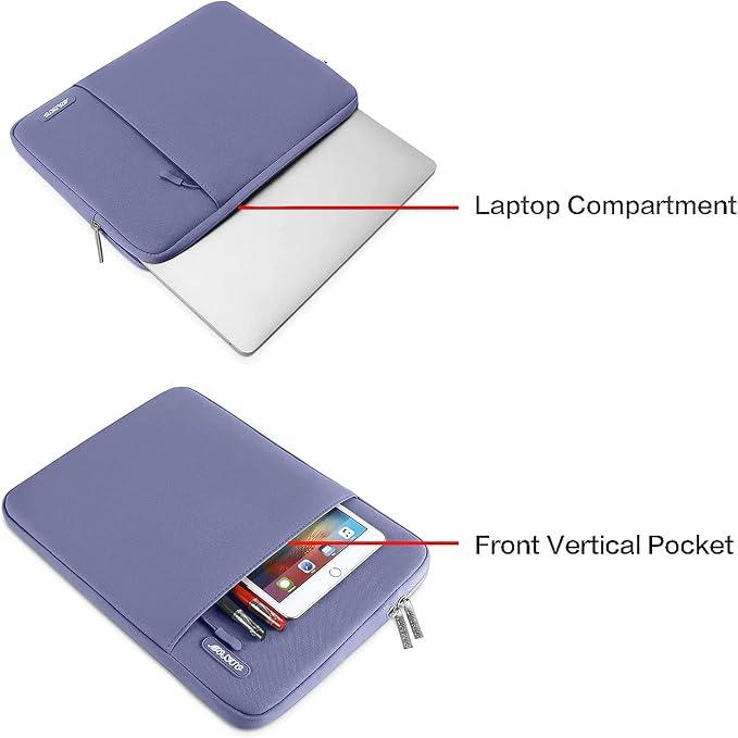 MOSISO Laptop Case 13 inch, Laptop Sleeve Bag with Pocket | Compatible with MacBook Neo A3404 2026/Air/Pro 13 M5/M4/M3/M2/M1 2026-2016, Polyester Vertical Computer Bag, Lavender Gray - Image 4