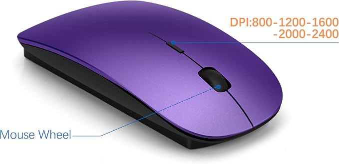 Wireless Keyboard and Mouse Ultra Slim Combo, TopMate - Purple Black | 2.4G Silent Compact 2400DPI Mouse and Scissor Switch Keyboard Set with Cover, Batteries Included, for PC/Laptop/Windows/Mac - Image 4