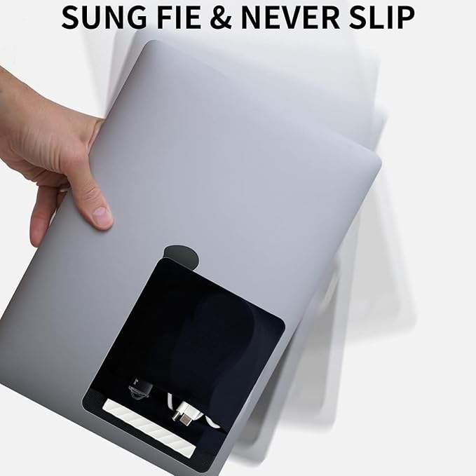 2-Pocket SSD Holder for Laptop,Adhesive Pouch,Portable Hard Drive Sleeve for Laptop,Compatible with External 2.5" HDD, Magic Mouse, Externa Hard Drive,USB Cable and More Holder - Black - Image 7