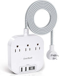 One Beat Power Strip with USB C, 3 Outlets 4 USB Ports (22.5W/4.5A), 6ft | Desktop Charging Station, Flat Plug, Braided Extension Cord, Non Surge Protector for Travel, Cruise Ship, ETL Listed by OneBeat