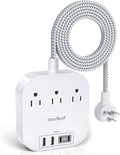 One Beat Power Strip with USB C, 3 Outlets 4 USB Ports, 15ft Extra Long Braided Extension Cord,Desktop Charging Station, Flat Plug, Non Surge Protector, Large Room Travel Cruise, ETL Listed, White by OneBeat