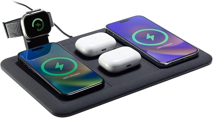 Mophie 4-in-1 Wireless Charging Mat for Apple iPhone, AirPods & Watch, Samsung Galaxy, Google Pixel, and All Qi-Enabled Devices, Additional USB-A Port, Intuitive Design, Includes Apple Watch Stand by ZAGG