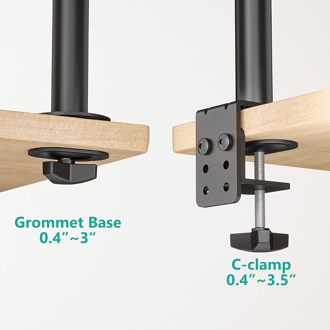 WALI Single Monitor Mount, Vesa Monitor Arm for 13-32 inch, up to 22lbs | Adjustable Monitor Mount for Desk, Full Motion with Tilt, Swivel, Rotation, C-Clamp/Grommet Mounting, VESA 75/100mm (M001S) - Image 6