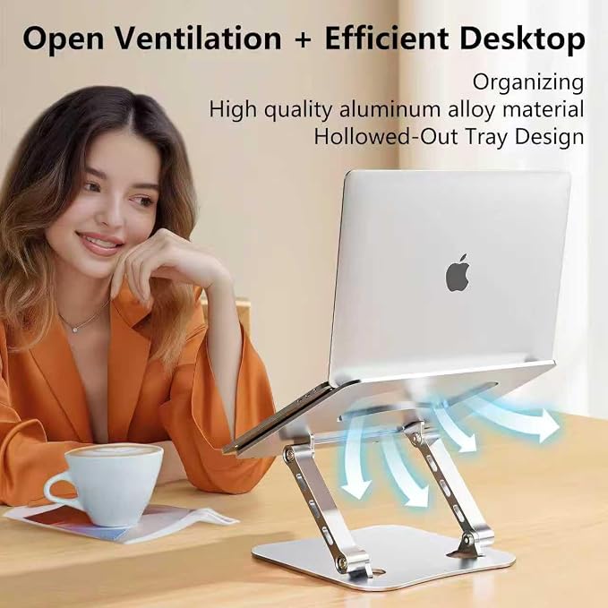 Laptop Stand for Desk – 2.5mm Aluminum Ergonomic Riser, Adjustable Height & Angle, Sturdy Yet Lightweight, Fits 10-17.3 Inch MacBook Pro/Air, Dell XPS, HP,Silver. - Image 8