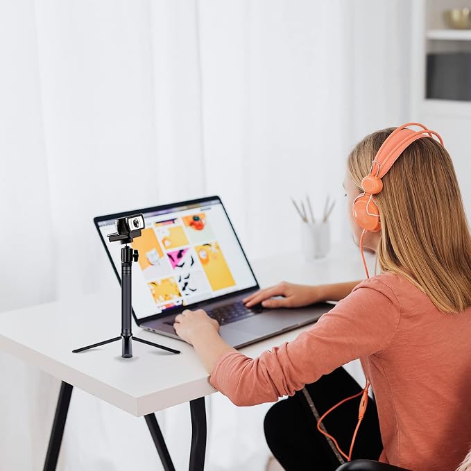 JCWINY 30" Tall Webcam Stand Tripod Extendable Desktop Tabletop Webcam Tripod Web camera Mount Aluminum Desk Tripods Stand for Logitech Brio Webcams C925e C922x C930e C922 C930 C920 C615 iPhone Camera - Image 2