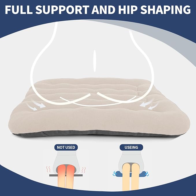 BUYUE Good Support Office Chair Cushion Padded, Soft Velvet Comfortable Non-Slip Seat Cushion for Computer Desk Kitchen Chair (1 Count, Beige) - Image 4