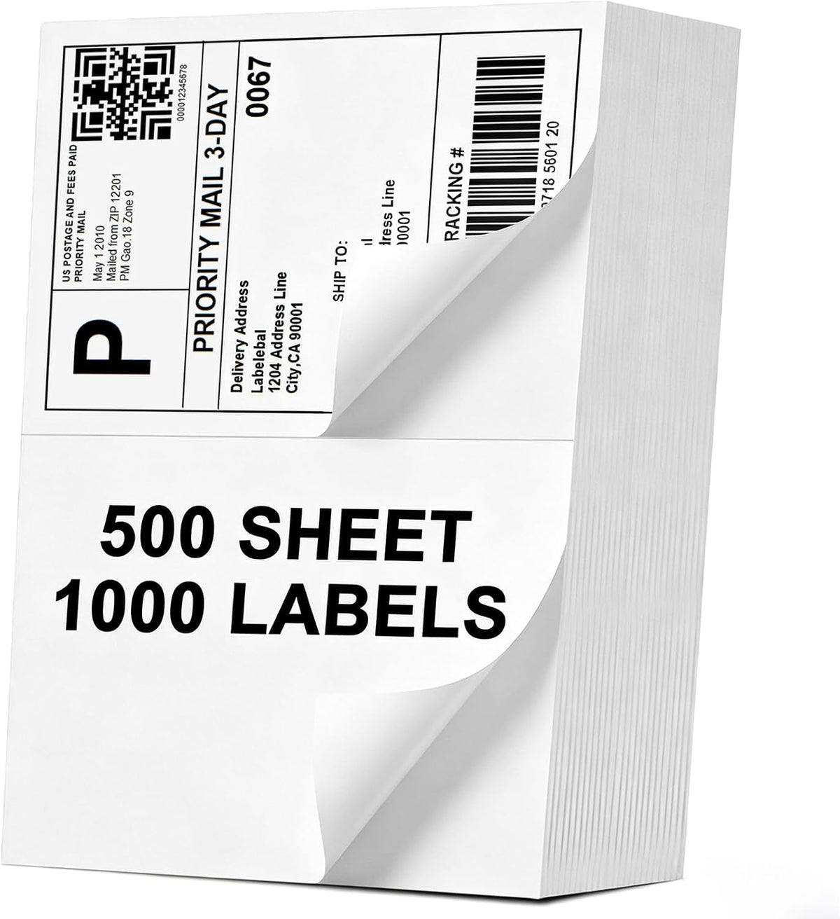 (1000 Labels/500 Sheets)Labelebal Half Sheet Self Adhesive Shipping Labels for Laser & Inkjet Printers, 8.5" x 5.5" Shipping Mailing Labels, 2 Per Page Shipping Labels, 5 1/2 x 8 1/2 Half Sheet Labels by Labelebal