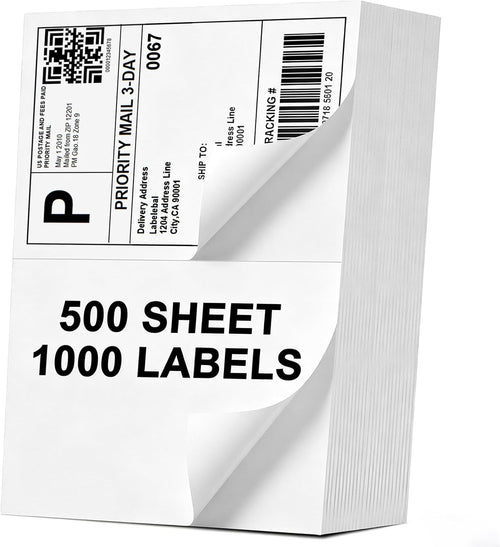 (1000 Labels/500 Sheets)Labelebal Half Sheet Self Adhesive Shipping Labels for Laser & Inkjet Printers, 8.5" x 5.5" Shipping Mailing Labels, 2 Per Page Shipping Labels, 5 1/2 x 8 1/2 Half Sheet Labels by Labelebal