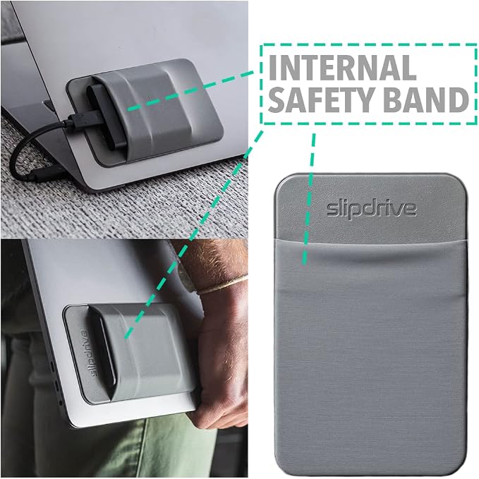 Slipdrive - Portable Hard Drive Sleeve for Laptop - SSD Solid State Drive - Reusable Adhesive - 5” x 3.2” Stick on External Hard Drive Carrying Case - Travel Pocket Pouch (Small, Gray) - Image 5
