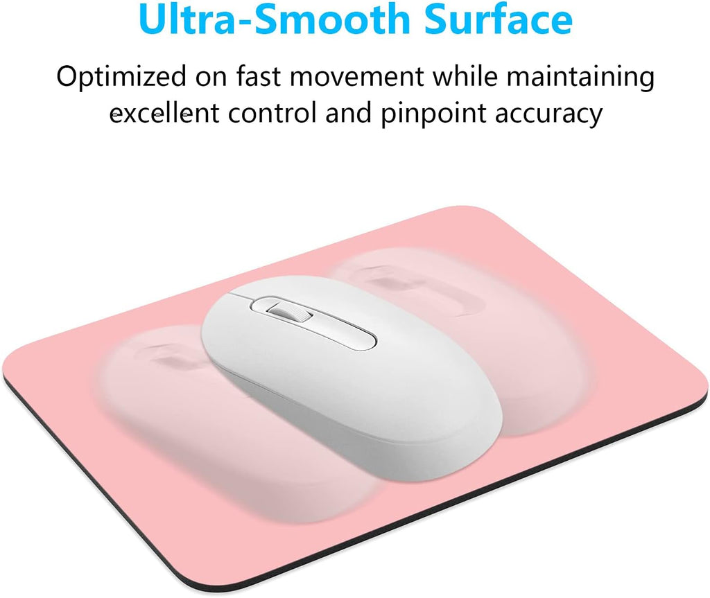 Small Mouse Pad, 6 x 8 Inch Thick Rubber Premium-Textured Non-Slip Portable & Washable Mini Mouse Mat for Women Men Wireless Laptops Keyboard Tray Gaming Work Computer Office Travel, Pink - Image 5