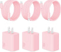 GUUSMART 40W iPhone 17/16/15 Charger Fast Charging 3 Pack Type C Chargers | USB C Charger Block for iPhone 17/16/15 Pro Max,17/16/15 Plus, iPad Pro with Long 6 FT iPhone Charger USB C Cable-Light Pink by GUUSMART