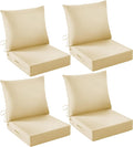 Outdoor Chair Cushions, 24 x 24 Inch Outdoor Cushion for Patio Furniture, Patio Chair Cushion, Waterproof & Fade Resistant Deep Patio Furniture Cushion Set with Handle and Ties, Light Khaki (Set of 4) by IASEAHK