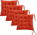 Set of 4 Square Chair Pads Indoor Seat Cushions Pillows with Ties Soft Comfortable Non Slip Chair Mat for Kitchen Dining Office Desk Living Room Outdoor Tatami 15.5" - Orange by MissSoul