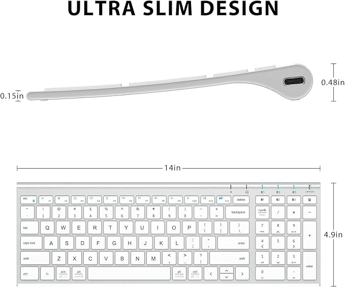 iClever BK10 Bluetooth Keyboard, Universal Bluetooth 5.1 Wireless Keyboard with Number Pad, Ergonomic Design, Multi-Device Compatibility, Stable Connection for Mac, iPad, iPhone, Android, Windows | Stable Connection for Mac,Windows,iPad,iPhone,Android - Image 5