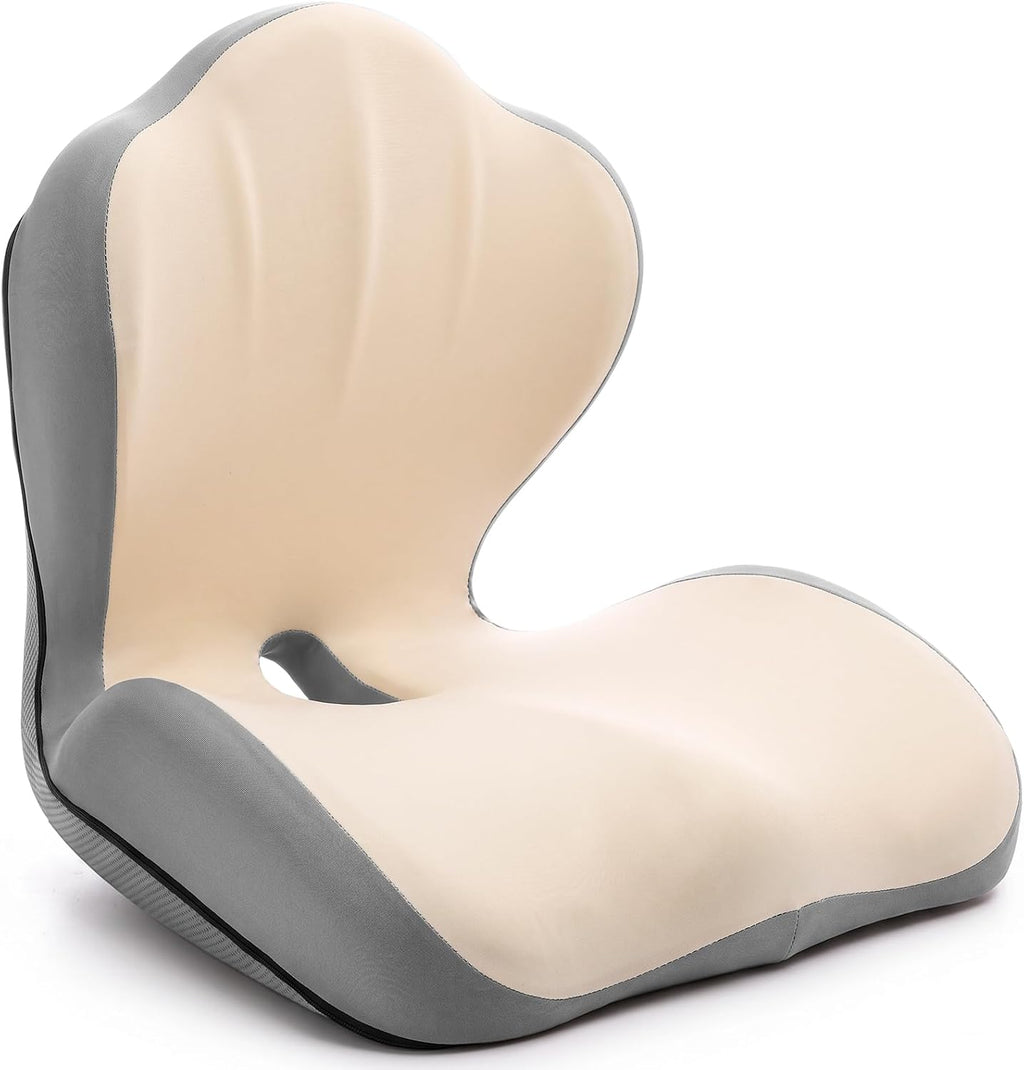 Ergonomic Seat Cushion Back Support for Office Chair Car, Beige Gray by Chumia
