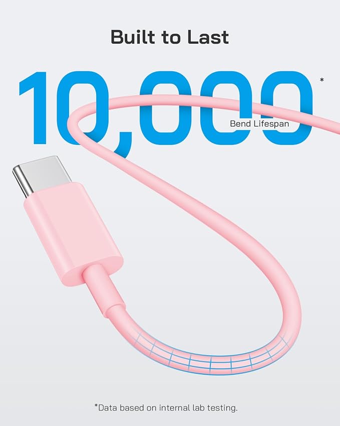 20W Fast Charger for iPhone 17/16/15 with 10FT Cable [3-Pack] - Light Pink | USB-C Wall Charger & C-to-C Cable, Compatible with iPhone 17/16/15 Series, USB-C iPad Pro/Air/Mini & More - Image 4