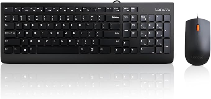 Lenovo 300 USB Combo, Full-Size Wired Keyboard & Mouse, Ergonomic, Left or Right Hand Mouse, Optical Mouse, GX30M39606, Black by Unknown
