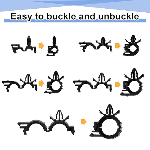 Funnymoom 200 Pcs Wire Loom Routing Clips, 15 Sizes Push Mount for Car | Cable Zip Ties Included, Universal Harness Clip Replacements, Push-in for Easy Install, Fits Automotive Wire Management - Image 3