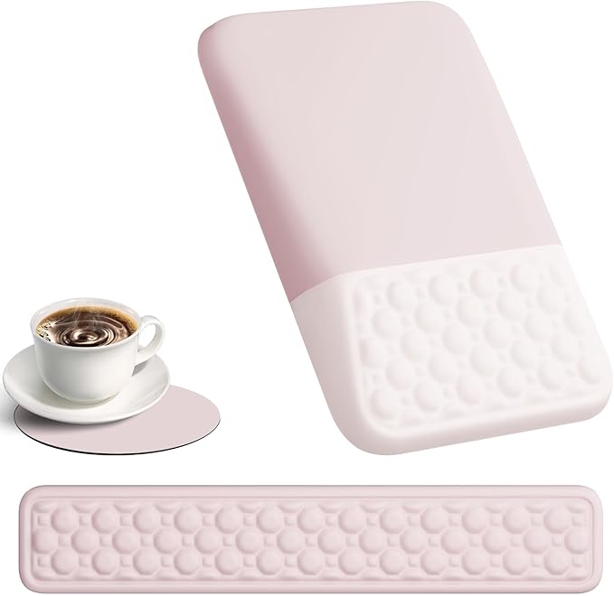 Ospelelf Ergonomic Mouse Pad and Keyboard Wrist Rest, Typing Wrist Pad with Support, Desk Mousepad Set for Office, Pink by OspelelfOfficeSupplies
