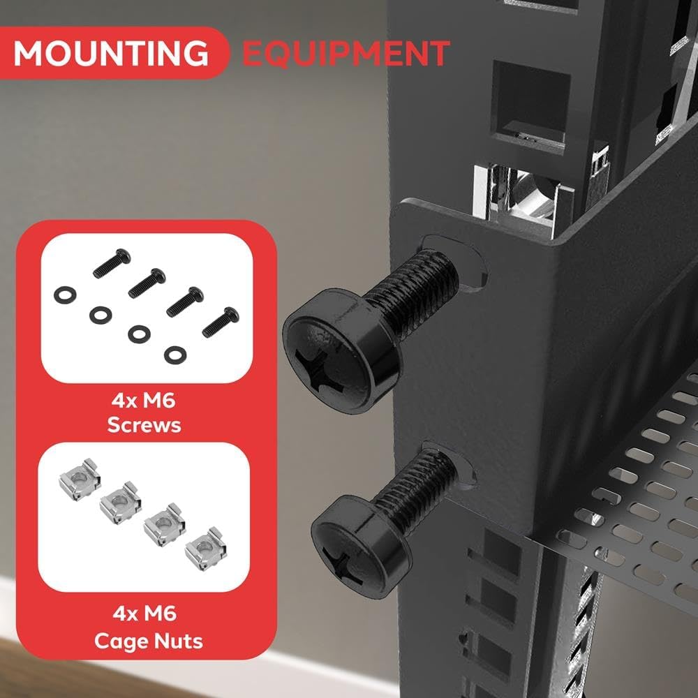 Pyle 2-Pc 1U Server Rack Shelf, Vented Shelves for Good Air Circulation, Cantilever Mount, Wall Mount Rack, Universal Device, Cabinet Shelf, Computer Case Mounting Tray, Black- PLRSTN14UX2 - Image 4