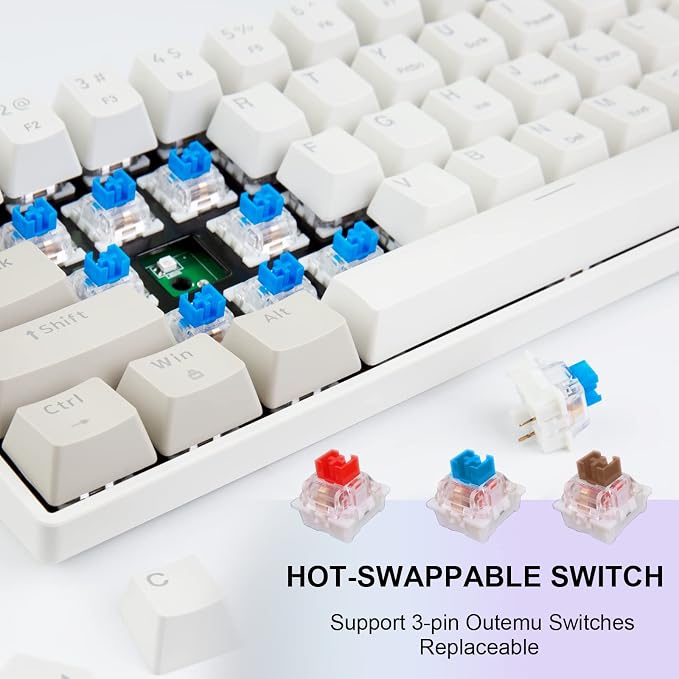 Newmen GM610 60% Wireless Mechanical Gaming Keyboard RGBBacklit BrownSwitch | 60% Wireless Gaming Mechanical Keyboard,Wired/Bluetooth/2.4G RGB Backlit, Anti-Ghosting Keys,Programmable,Hot-Swappable - Image 4