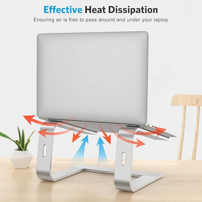 OMOTON Laptop Stand, Detachable Mount for MacBook Air/Pro Dell HP Silver | 11-17" Laptop Holder for Desk, Notebook Computer Mount, Lightweight Cooling for Desk, Ergonomic Home Office - Image 6