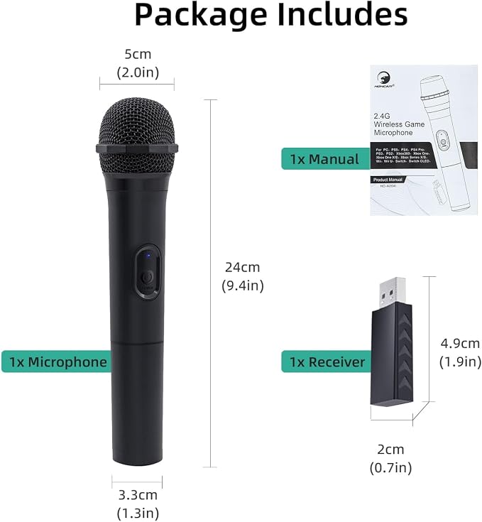 Mcbazel Wireless USB Gaming Microphone Compatible with Xbox Series X/S, PS5, Switch OLED, NS Switch/Switch2, PC, PS4, PS3, PS2, Xbox One X/S, Xbox One, Xbox 360, Wii - Image 8