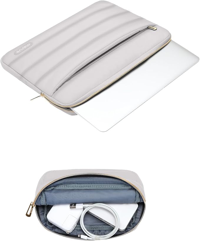 MOSISO Laptop Case 16 inch, 15-15.6 inch Puffy Laptop Sleeve Carrying Case | Compatible with MacBook Pro 16, HP Dell ASUS Acer Toshiba Lenovo, Polyester Horizontal Bag with Small Case, Gray - Image 3