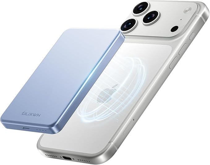 ULiXWH 10,000mAh for MagSafe Power Bank Ultra-Slim Metal-Alloy | Magnetic Wireless Charger with USB-C Cable, Fast Charging Portable Battery for iPhone 17 Pro Max/17 Pro/Air/16/15/14/13, Blue by ULiXWH