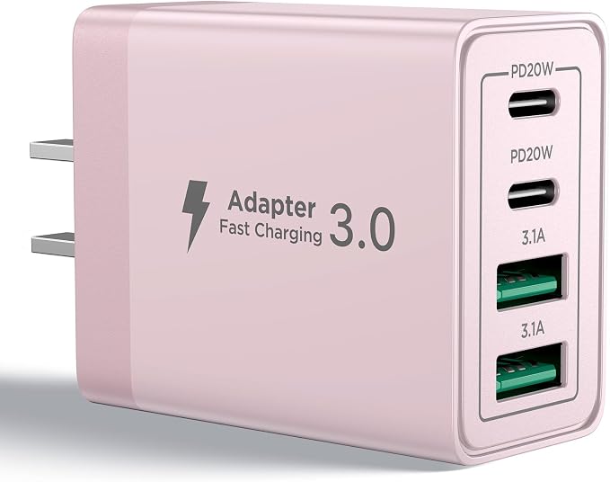 USB C Charger Block, 40W 4-Port Fast Charging Block USB C Wall Charger Dual Port PD + QC Wall Plug Multiport Type C Block for iPhone 17 16 15 14 13 12 11 Pro Max XS XR 8, iPad, Samsung Phone by Aioneus