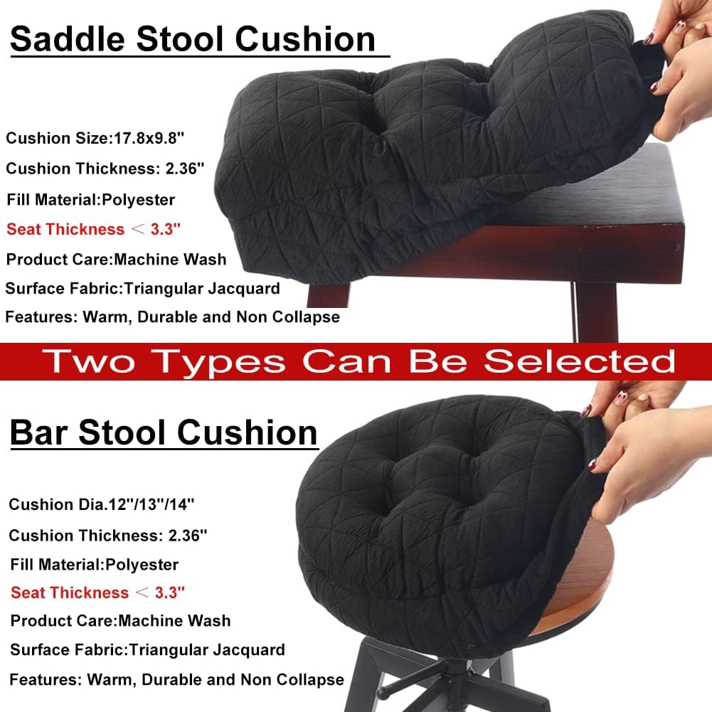 BUYUE Saddle Stool Seat Cushion, Luxury Triangle Fashion Jacquard with Anti-Skid Silicone Bar Stool Cushion Padded (Black, Rectangular,1 Count) - Image 6