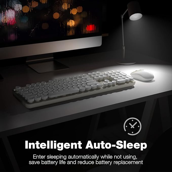 MOFII Wireless Keyboard and Mouse Combo, Milk White 2.4G Full Size Keyboard, Round Key Typewriter Keyboards and Cute Mice with 2-in-1 USB Dongle, for PC Laptop Chromebook Smart TV - Image 4