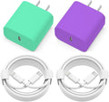 iPhone Charger Fast Charging,2 Pack 20W USB C Wall Charger Block with Cable | 2 Pack MFi Certified 6FT Type C to Lightning Cables for iPhone 14 13 12 11 Pro Max XR XS X, iPad,AirPods Pro (Purple+Green) by ChargingExpertBesideYou