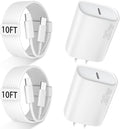 iPhone 17 Pro Max Charger Fast Charging, 10 FT USB C Cable Cord, iPhone 17 16 15 Chargers Long Cord 10FT with 20W Phone Charger Block Plug Brick for Apple iPhone 17/17 Pro Max/17 Air/16/15,iPad,2pack by Bustuny