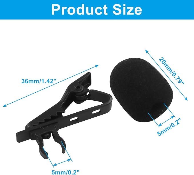 10 Pcs Lavalier Microphone Clips Replacement Kit with 10 Pcs Foam Windscreen Covers, Lapel Mic Clips Sponge Cover Kit for Voice Recording, Video Conferencing and Online Meetings - Image 2