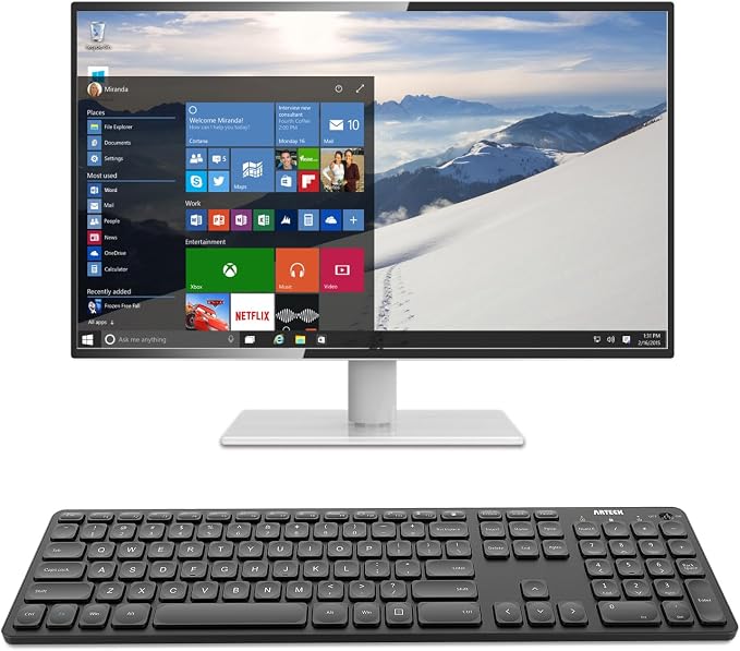 Arteck 2.4G Wireless Keyboard Ultra Slim Full Size Keyboard with Numeric Keypad and Media Hotkey for Computer/Desktop/PC/Laptop/Surface/Smart TV and Windows 10/8/ 7 Built-in Rechargeable Battery - Image 7