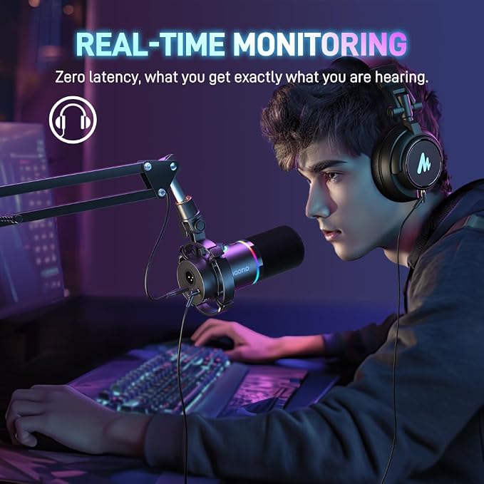 MAONO PD200X XLR/USB Dynamic Microphone, RGB Gaming Mic with Software | PC Mic with Mute, Gain Knob, Volume Control and Headphone Jack for Gaming, Streaming, Podcasting, Recording - Image 7