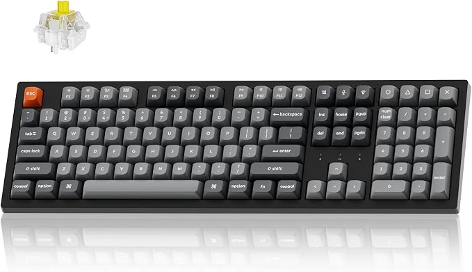 Keychron K10 Max QMK Wireless Custom Mechanical Full-Size Keyboard | 2.4 GHz Wireless & Bluetooth with Hot-swappable Apex Banana Switch Compatible with Mac Windows Linux - Black by Keychron