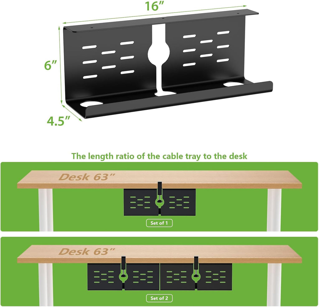 KEEGH 16 in Under Desk Cable Management Tray, Metal Cable Tary, 1 Pack - Image 5