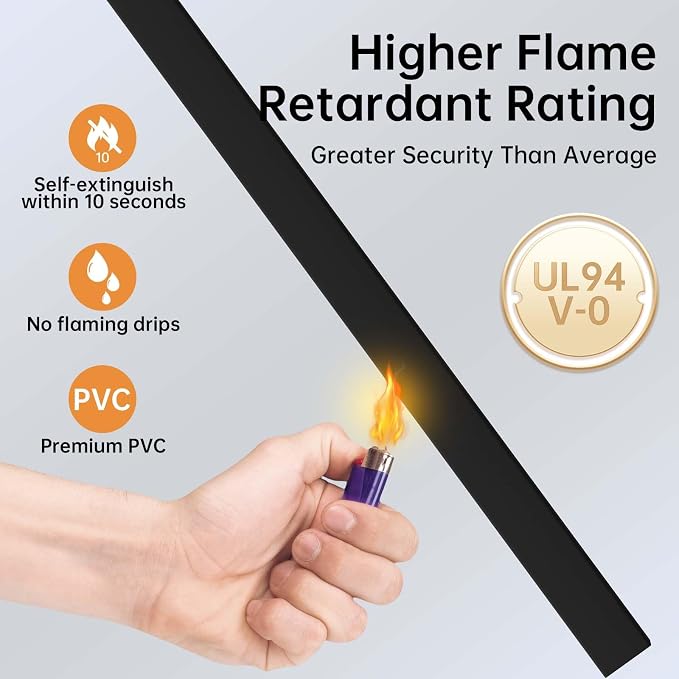 Delamu 236in Cord Hider, One-Wire Cord Covers for Wires on Wall, Easy-to-Install Cable Hiders for Mounted Tv, Cable Management Kit, Cable Raceways, W0.59 H0.4in, Black - Image 7