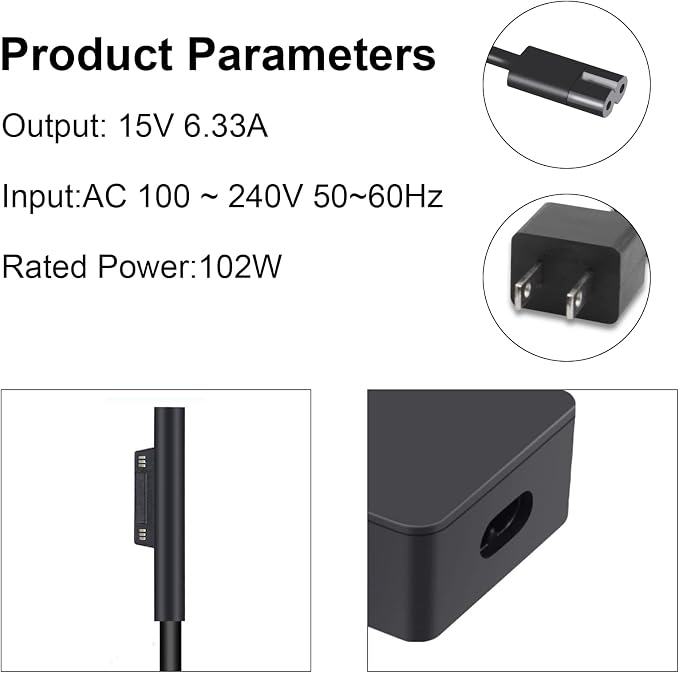 102W Microsoft Surface Book Charger, 15V 6.33A Power Supply for Surface Book 3/2/1, Surface Laptop 5/4/3/2, Surface Pro X/9/8/7/6/5th/4/3/2, Surface Go 3/2 - Image 3
