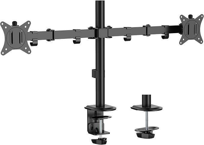 Mount-It Dual Monitor Arm, Heavy Duty Desk Mount for 2 Screens 13-32 in | Up to 19.8 lbs Each, Full Motion Tilt Swivel Rotate, VESA 75x75 100x100, Steel, Cable Management, C-Clamp or Grommet, Black - Image 9