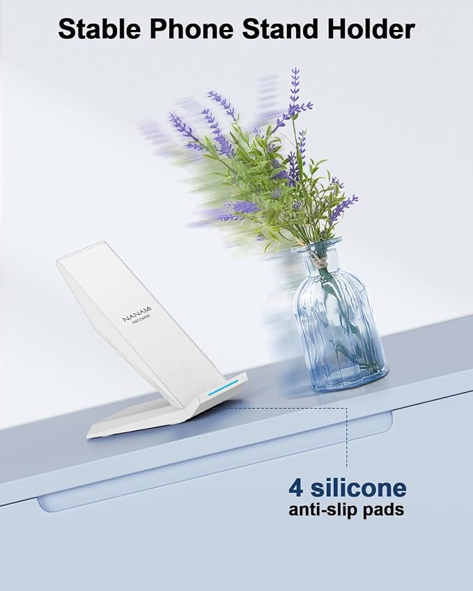 NANAMI Fast Wireless Charger - Charging Stand 7.5W Compatible with iPhone 17/17 Pro/17 Pro Max/16/15/14/13/12, 10W Phone Charger Dock for Samsung Galaxy S26/S26+/S25/S24/S24 Ultra//S23/S22/21 - Image 7