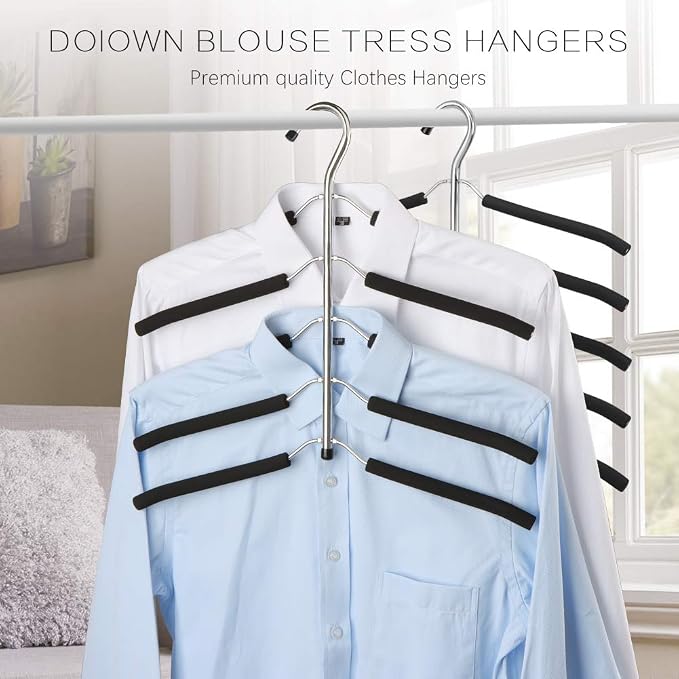 DOIOWN Blouse & Shirt Hangers - Non Slip Space Saving Stainless Steel Closet Organizer (4) - Image 3
