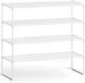 SONGMICS Shoe Rack, 4-Tier Shoe Organizer, Metal Storage Shelf | for Entryway, Upright or Upside Down, for 20-25 Pairs, Stackable, 11.8 x 36.2 x 29.1 Inches, Pearl White ULSA014WK01 by Unknown